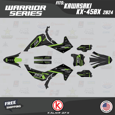 Graphics Kit for  Kawasaki KX450X KX 450X (2024-2025)  Warrior - GREEN-SHIFT
