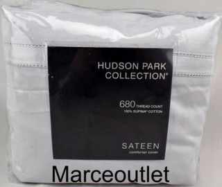 Hudson Park 680 Thread Count Cotton Sateen FULL / QUEEN Duvet Cover Cloud