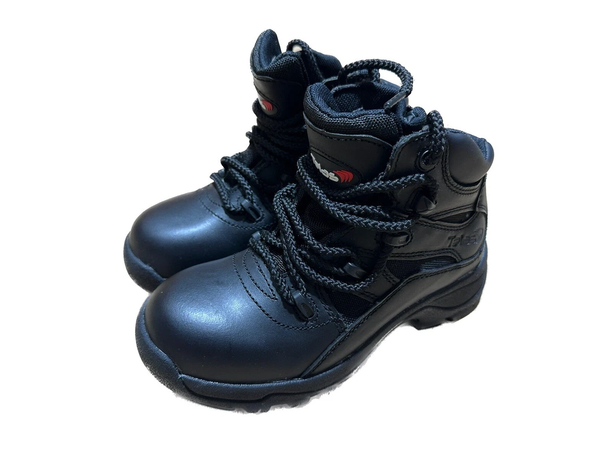 Telas Ankle Cut Leather Combat w Side Zip Boots Shoes E Black