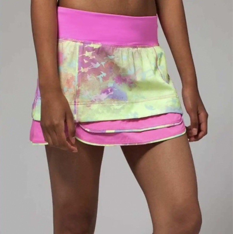 Ivivva by Lululemon Girls Size 14 Pink Green Set The Pace Tennis Skirt Skort