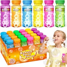 24 PCS Bubble Bottles with Wand Assortment for Kids,Bubble Solution Summer To...