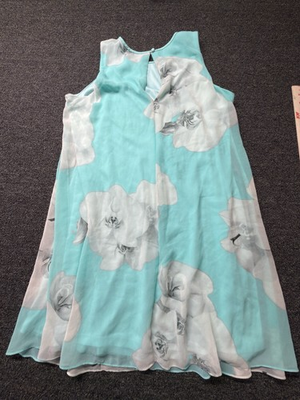 #ad Calvin Klein Women’s Sleeveless Aqua Blue Floral Summer Dress Size 14 Size 14 $35.00