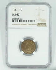 1861 NGC MS62 Indian Head Great Eye Appeal