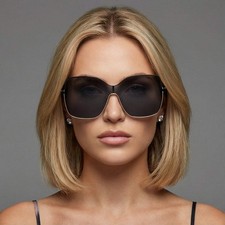 Carolina Herrera Sunglasses Women Black Mono Lens Grey Oversized SHE175 301 99mm