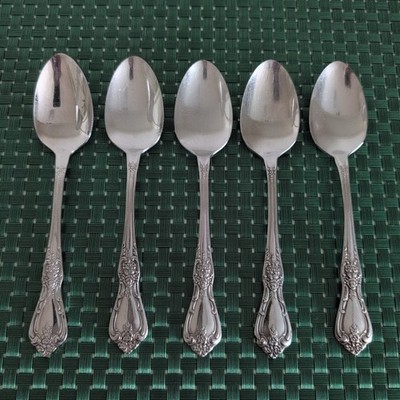Oneida KENNET SQUARE Teaspoons Set Lot of 5 Distinction Deluxe Stainless Vtg