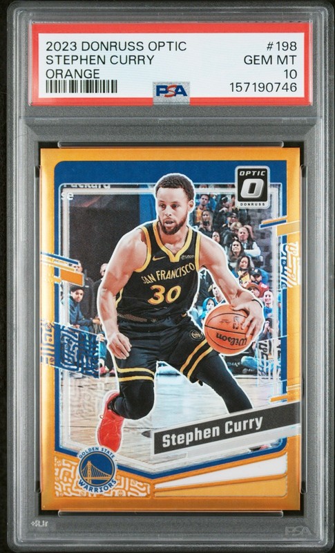 2023-24 Panini Donruss Optic Steph Curry Orange /199 PSA 10 Gem Mint Pop 2