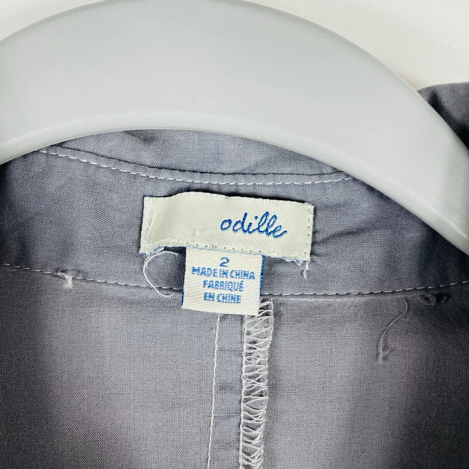 Odille размер 2 оборки кромки длинным рукавом кнопка рубашка верхний серый 100% хлопок - Изображение 4 из 4