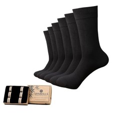 Mens Bamboo Rayon Crew Socks 6 Pack Gift Box Soft Breathable 8-12 Black