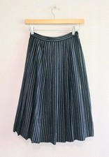 Vintage Maison De Toiles Navy Blue Pinstripe Pleated Pin Wrap Midi Skirt XS