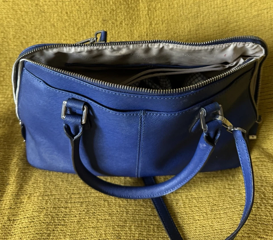 Calvin Klein дизайнер плеча/дамская сумка сумочка кобальт синий и серебро Saffiano - Изображение 4 из 4