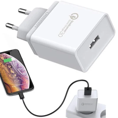 Schnell-Ladegerät, 1x USB-A Fast Charger QC 3.0 18W 3A Ugreen Netzladegerät Weiß - Bild 1 von 4