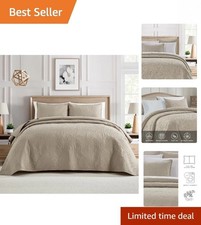 Oversized 3-Piece King Quilt Set - Lightweight Floral Design for All Seasons