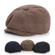 Kids Boys/Girl Peaky Newsboy Flat Cap Herringbone Tweed Wool Baker Boy Wnter Hat
