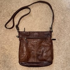 JACK GEORGES Voyager City Crossbody Bag Brown Buffalo Leather Adjustable 195