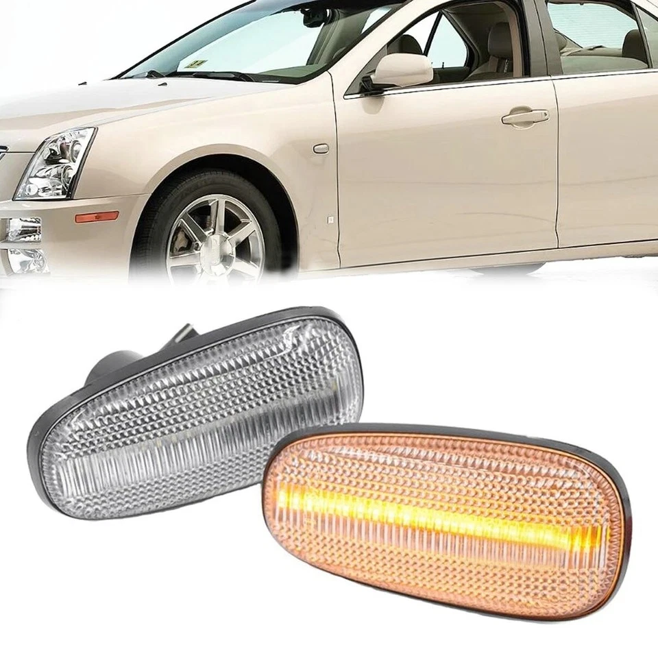 Luz de señalización lateral para guardabarros delantero 2 piezas lámpara de señal de giro para Cadillac STS 2005-2011 Foto 2 de 4