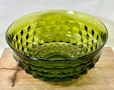 Indiana Glass Punch Bowl Whitehall Colony Avocado Green 11.5 Wide X 5.5” Deep