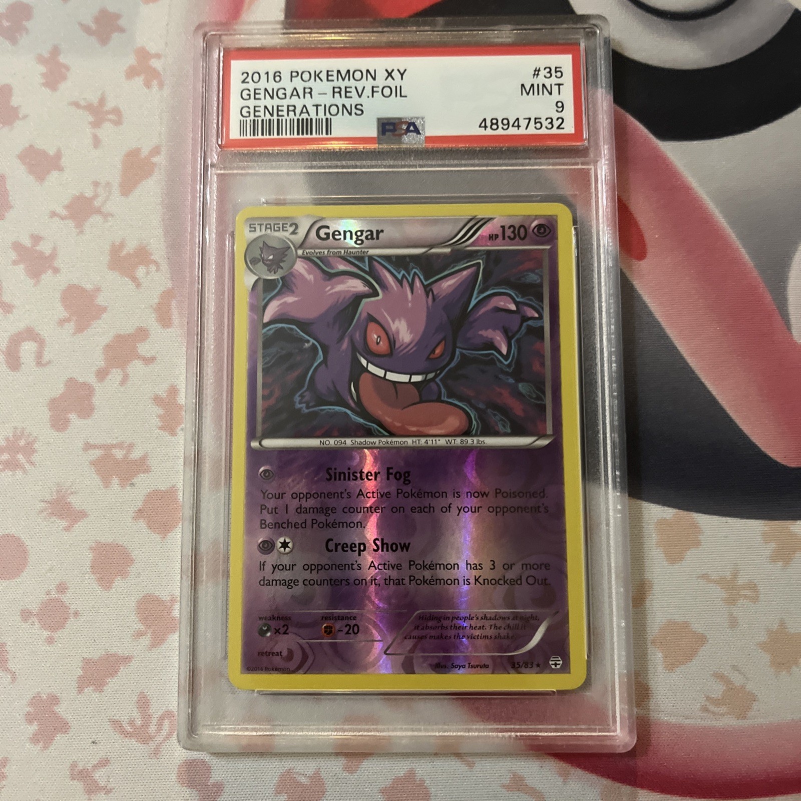 POKÉMON GENGAR XY GENERATIONS REVERSE HOLO RARE #35 PSA 9 MINT