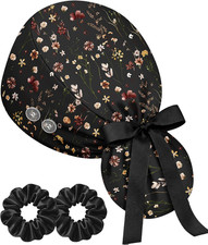 100 Cotton Satin-Lined Ponytail Scrub Cap Elegant