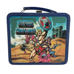 Vintage 1984 Aladdin He-Man Masters of the Universe Metal Lunch Box Blue MOTU