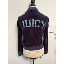 Juicy Couture Black Label Los Angeles Velour Track Jacket Bomber Small S