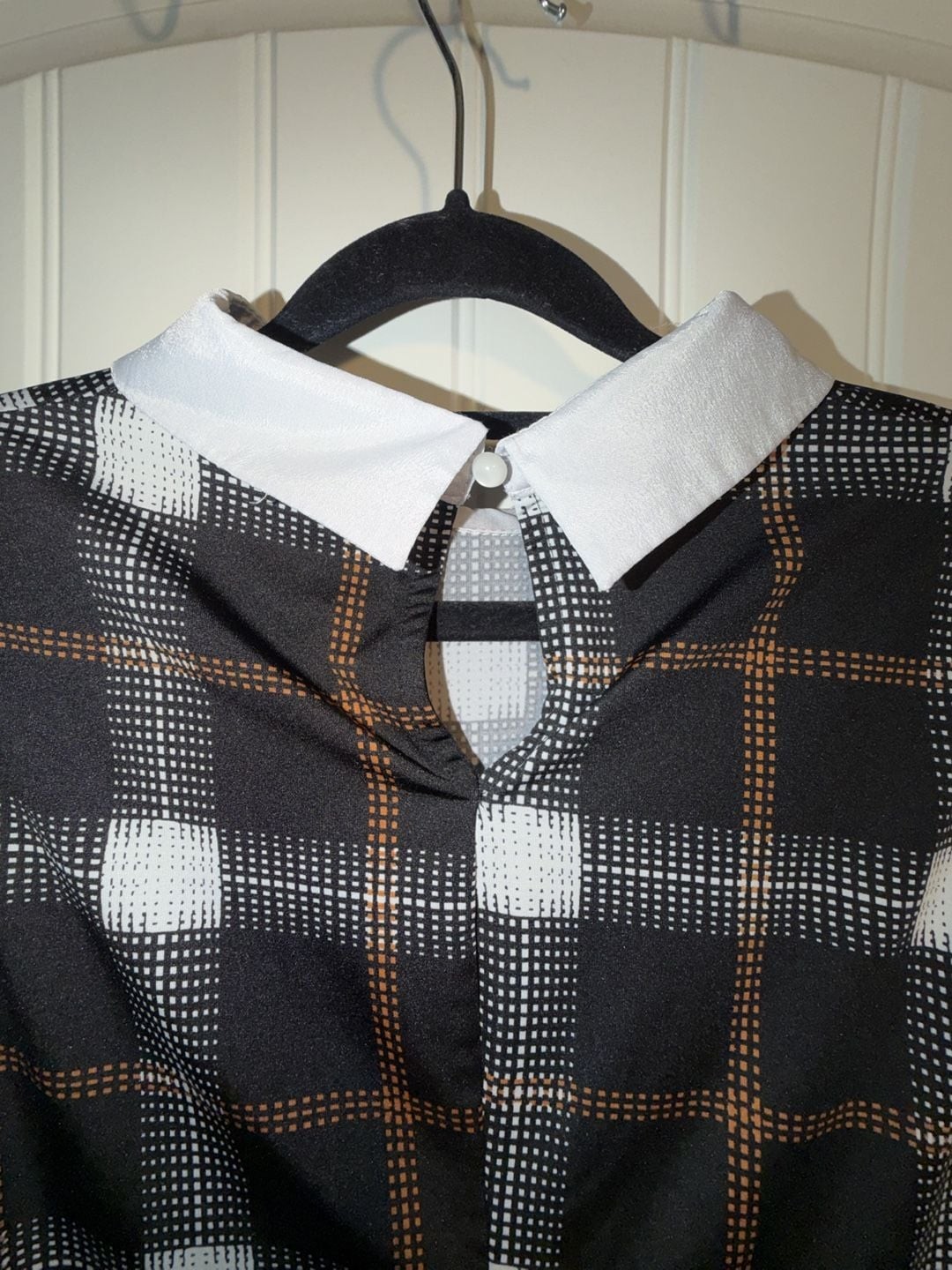 Black and White Plaid Sleeveless Top with Studded White Collar, photo 5