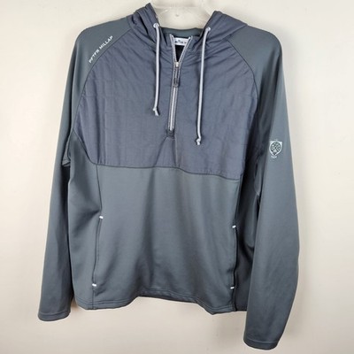 Peter Millar Hyperlight Weld Hybrid Hoodie Half Zip Mens Large Gray