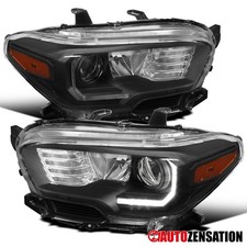 Black Fit 2016-2023 Toyota Tacoma Halogen Projector Headlights Lamps W Led Drl Black Fit 2016-2023 Toyota Tacoma Halogen Projector Headlights Lamps W Led Drl
