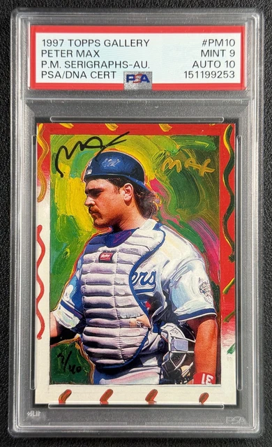 Mike Piazza PSA 9 1997 Topps Gallery #PM10 Peter Max Auto Dodgers /40