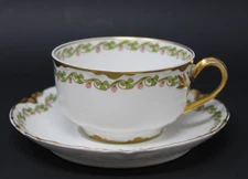 Haviland Clover Leaf Cup and Saucer Set Limoges France Gilded EUC