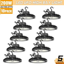10 PACK 200W UFO Led High Bay Light Dimmable Warehouse Shop Light 30,000Lm 5000K