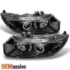 Fits 06-11 Honda Civic 2dr Coupe Black Bezel Dual Halo Projector Headlights Lamp