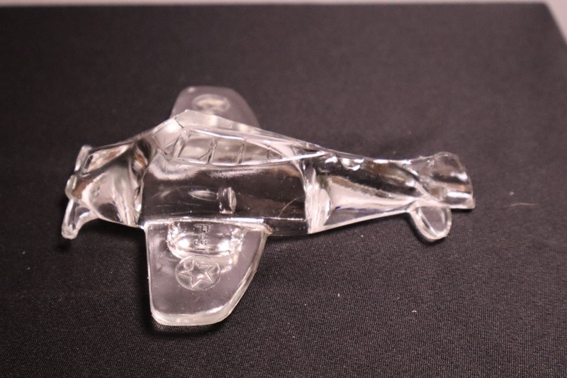 Antique Pressed Glass P-51 Fighter Plane Candy Container c. 1940