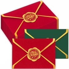 JarThenaAMCS 50Pcs Christmas Card Envelopes Bulk Mini Red Green Greeting Card...