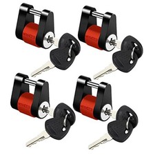 Keyed Alike Trailer Coupler Lock, 1/4 Dia, 3/4 Span Heavy-Duty Steel 4pack
