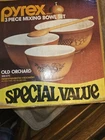 Vintage Pyrex ~ Old Orchard 3 Piece Nesting Mixing Bowl Set ~ 401 403 404.
