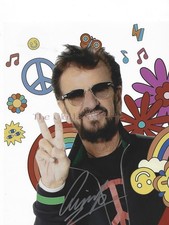 Beatles Singer / DRUMMER RINGO STARR . Hand signed B&W 8x10 photo E RARE