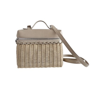 Loro Piana Beige Extra Pocket L19 North-South Leather/Wicker Bag