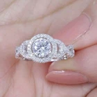 2.50 CT Round Cut Real Moissanite 14K White Gold Plated Twisted Engagement Ring