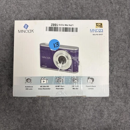 Minolta MND23 Selfie-Shot Purple Digital Camera, 4K Video 16X Zoom Auto Focus