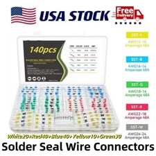 140X Heat Shrink Wire Butt Terminal kit Waterproof Solder Seal Sleeve Connectors