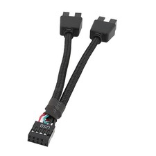 1 Pack Motherboard 9 Pin USB 2.0 to Dual 9 Extension Splitter, Black