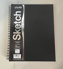 UCreate Poly Cover Sketch Book, Heavyweight, 9" x 12", Black, 75 Sheets