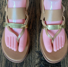 Cole Haan Finley Grand Thong Sandals Women's US Size 8.5 B W19544 Brown/Gold