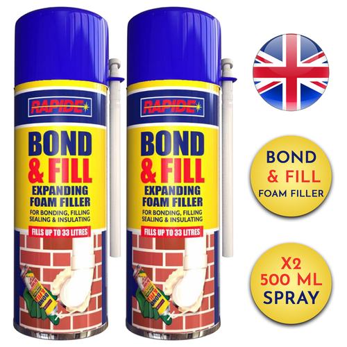 2 X Expanding Foam PU Bond and Fill Sealing Insulating Gap Filler Spray