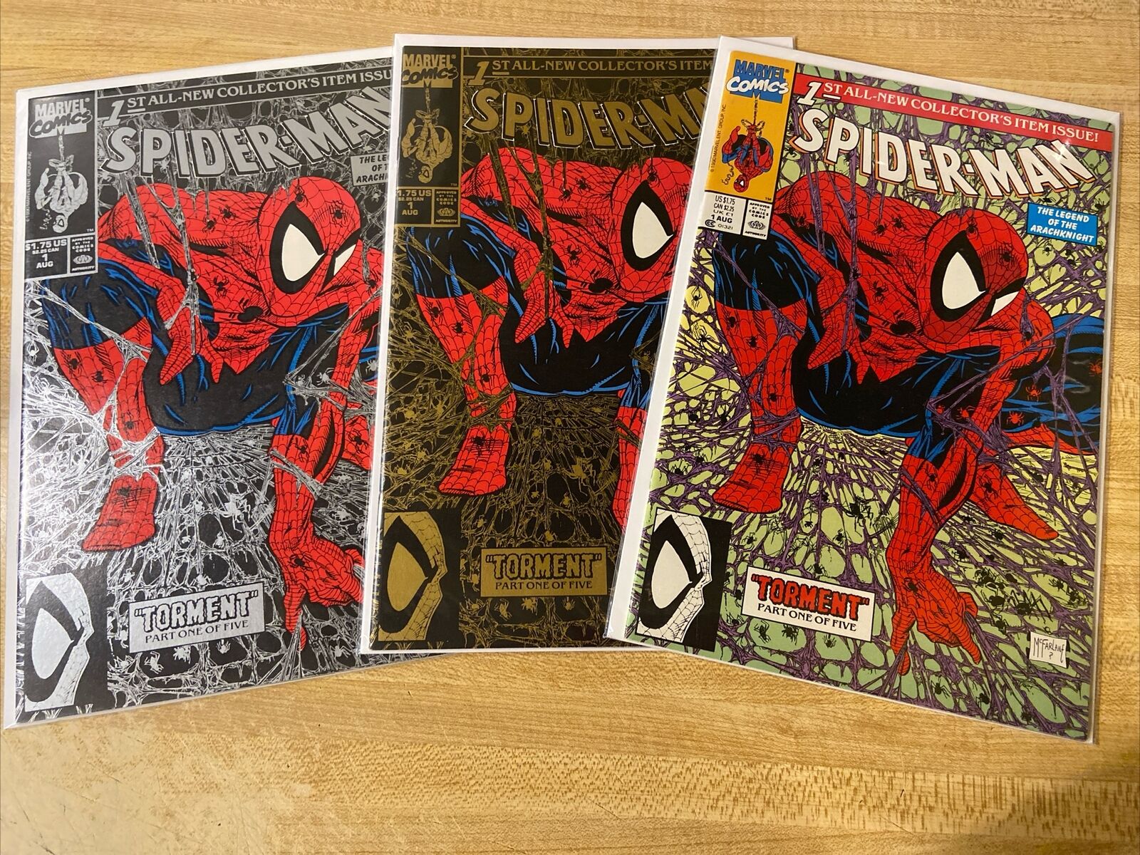 🔥 SPIDER-MAN 1 REGULAR SILVER AND GOLD EDITIONS BY TODD MCFARLANE VF/NM LOT