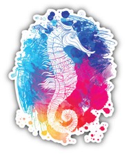 Watercolor Seahorse Animal Car Bumper Sticker Decal