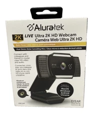 Aluratek 2K HD Webcam with Dual Stereo Noise Cancelling Mics, Auto Focus New