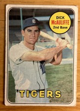 1969 Topps Dick McAuliffe Baseball Card #305 Tigers 2B Low-Grade Creased O/C