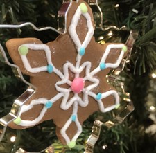 Gingerbread Snowflake Cookie Iced Christmas Tree Ornament, Sweets, Pink Pastel
