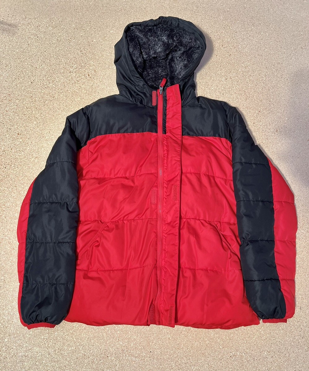 Wonder Nation Youth Red Puffer Jacket Fur Hood Size XXL 18 Sweater
